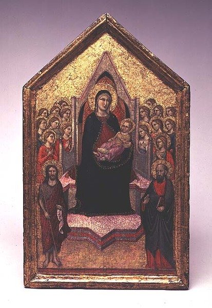 Vaftizci Yahya, Aziz Paul ve Melekler ile Madonna ve Çocuk by Jacopo del Casentino