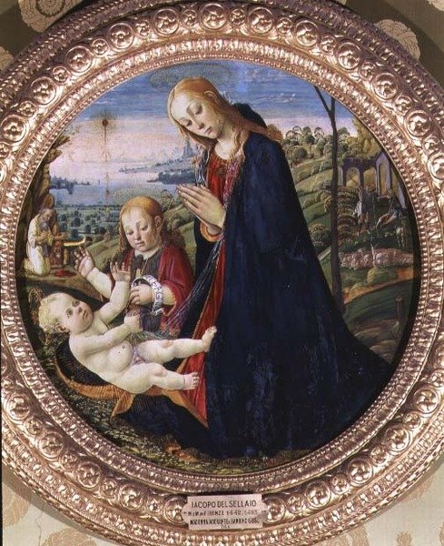 Mesih Çocuğunun Hayranlığı (panel) by Jacopo del Sellaio
