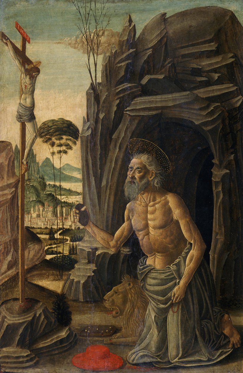 Bir Tövbekar Olarak Aziz Jerome, c.1590 (ceviz üzerinde tempera) by Jacopo del Sellaio