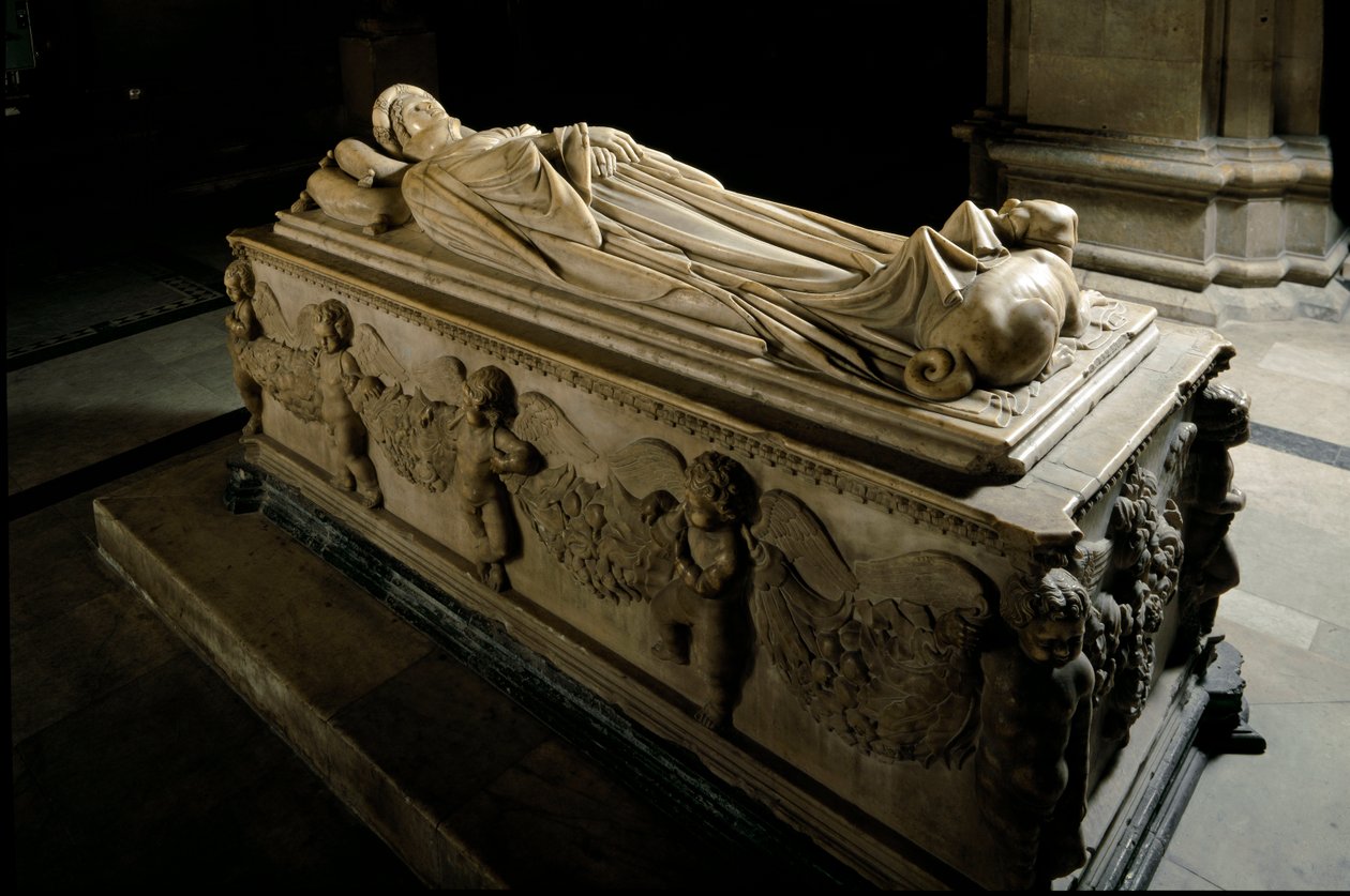 Savona Marquis ailesinin Ilaria del Carretto Anıtı. Detay. mermer heykel by Jacopo della Quercia