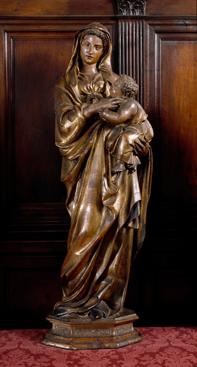 Bakire ve Çocuk. Ahşap heykel by Jacopo della Quercia