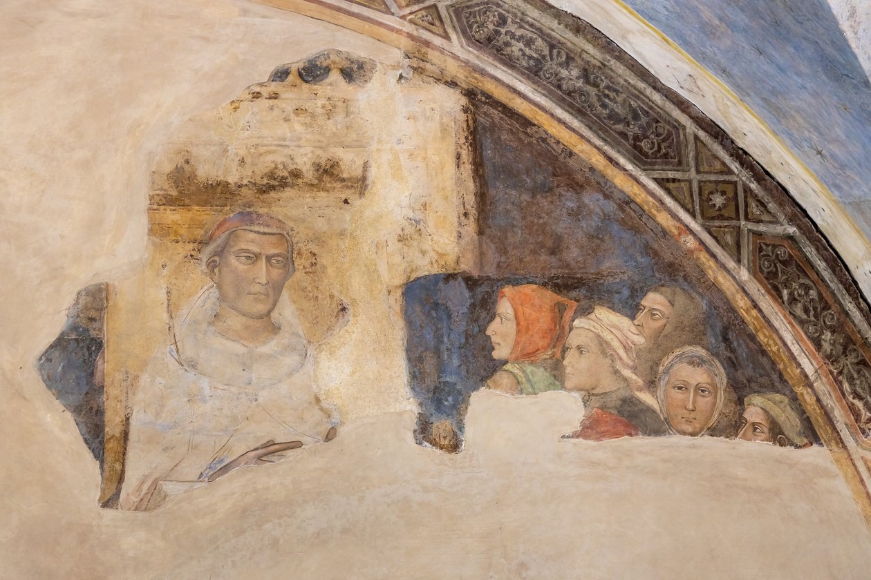 Lunette Aziz Figürlü ve kimliği belirsiz beş figür (fresk) by Jacopo di Cione