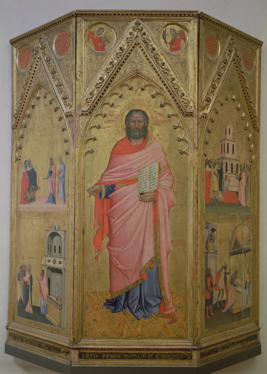 Aziz Matta ve hayatından sahneler (panelde mizaç) by Jacopo di Cione