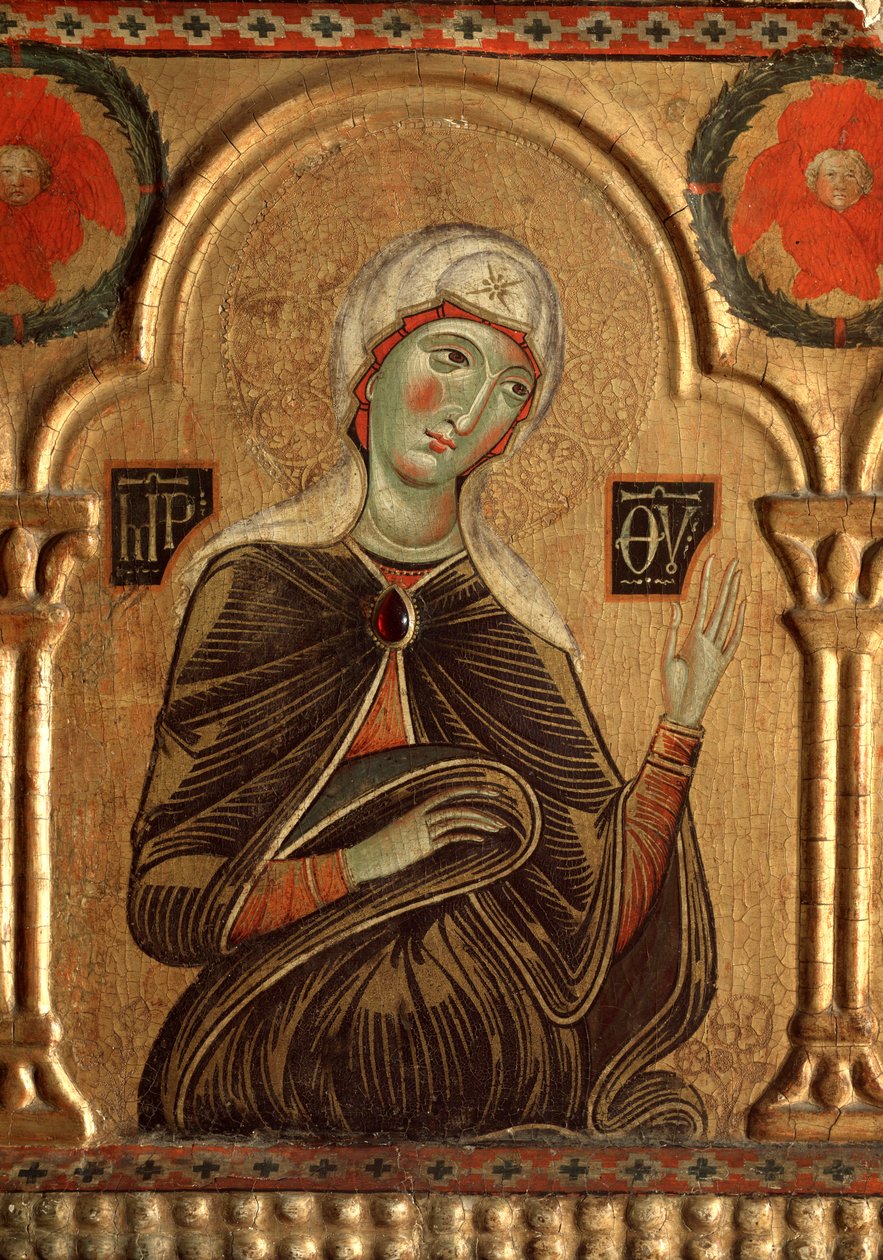 Kurtarıcı ve azizli poliptik: Meryem Ana detayı -panelde yağ by Jacopo di Meliore