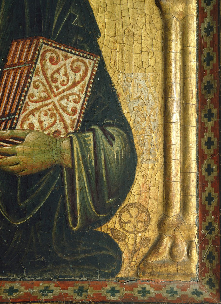 Madonna ve Azizlerle Kurtarıcı, Meliore Toscano veya Meliore di Jacopo (yaklaşık 1255-1285), panel üzerinde tempera ve altın, 85x210 cm, Detay by Jacopo di Meliore