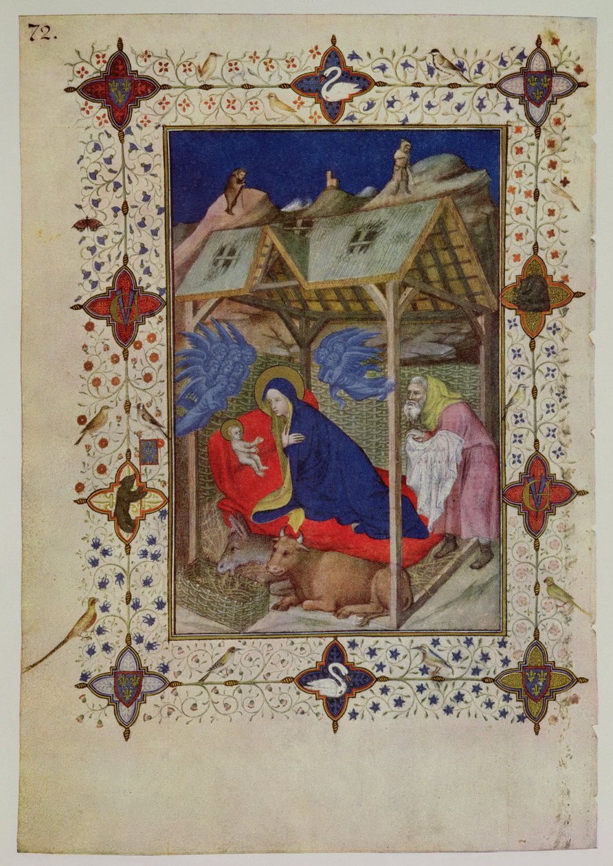 MS 11060-11061 Notre Dame Saatleri: Prime, İsa'nın Doğuşu, 'Tres Riches Heures du Duc de Berry'den (detay için 259702) by Jacquemart de Hesdin