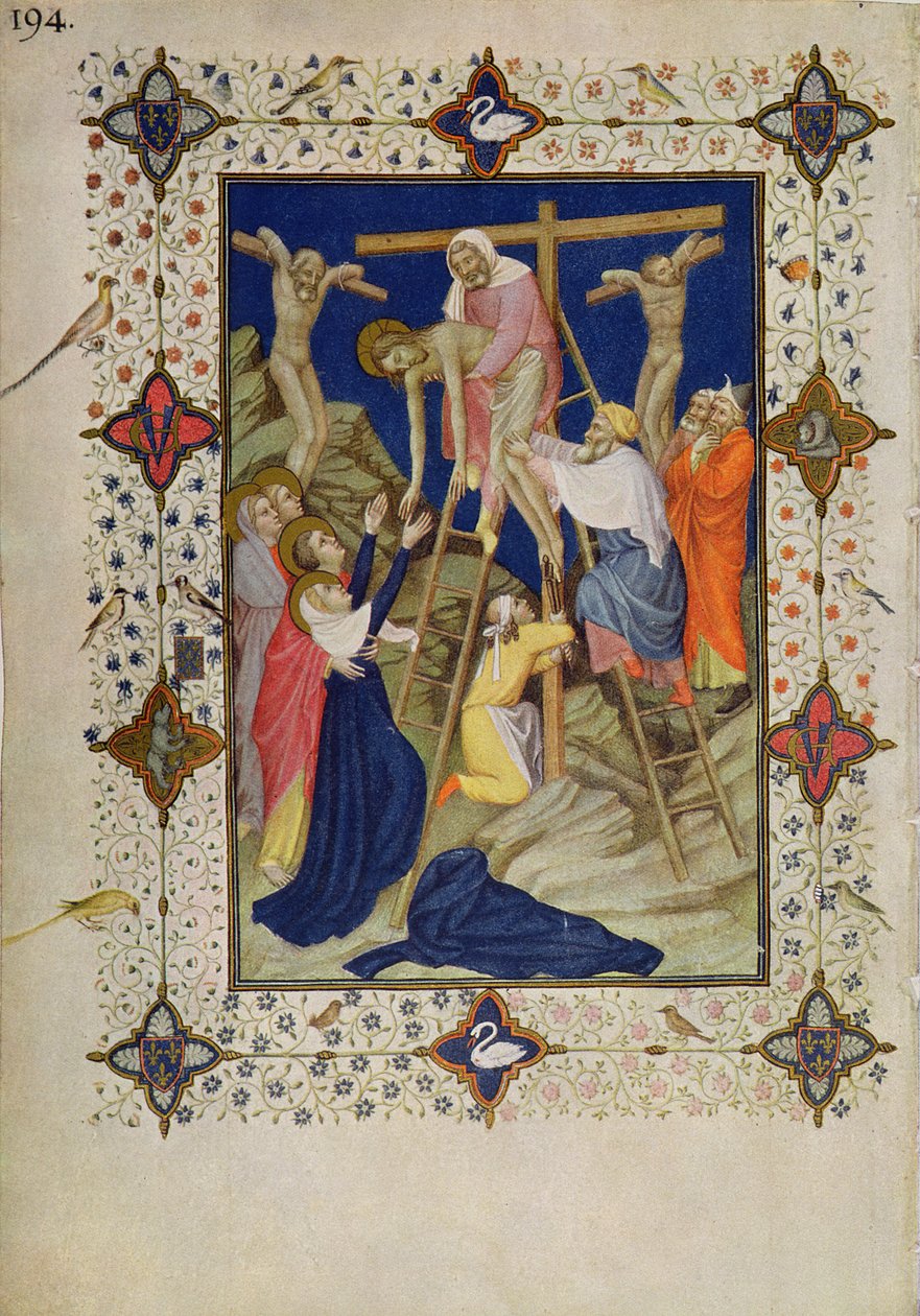 MS 11060-11061 Haç Saatleri: Vespers, Haçtan İniş by Jacquemart de Hesdin