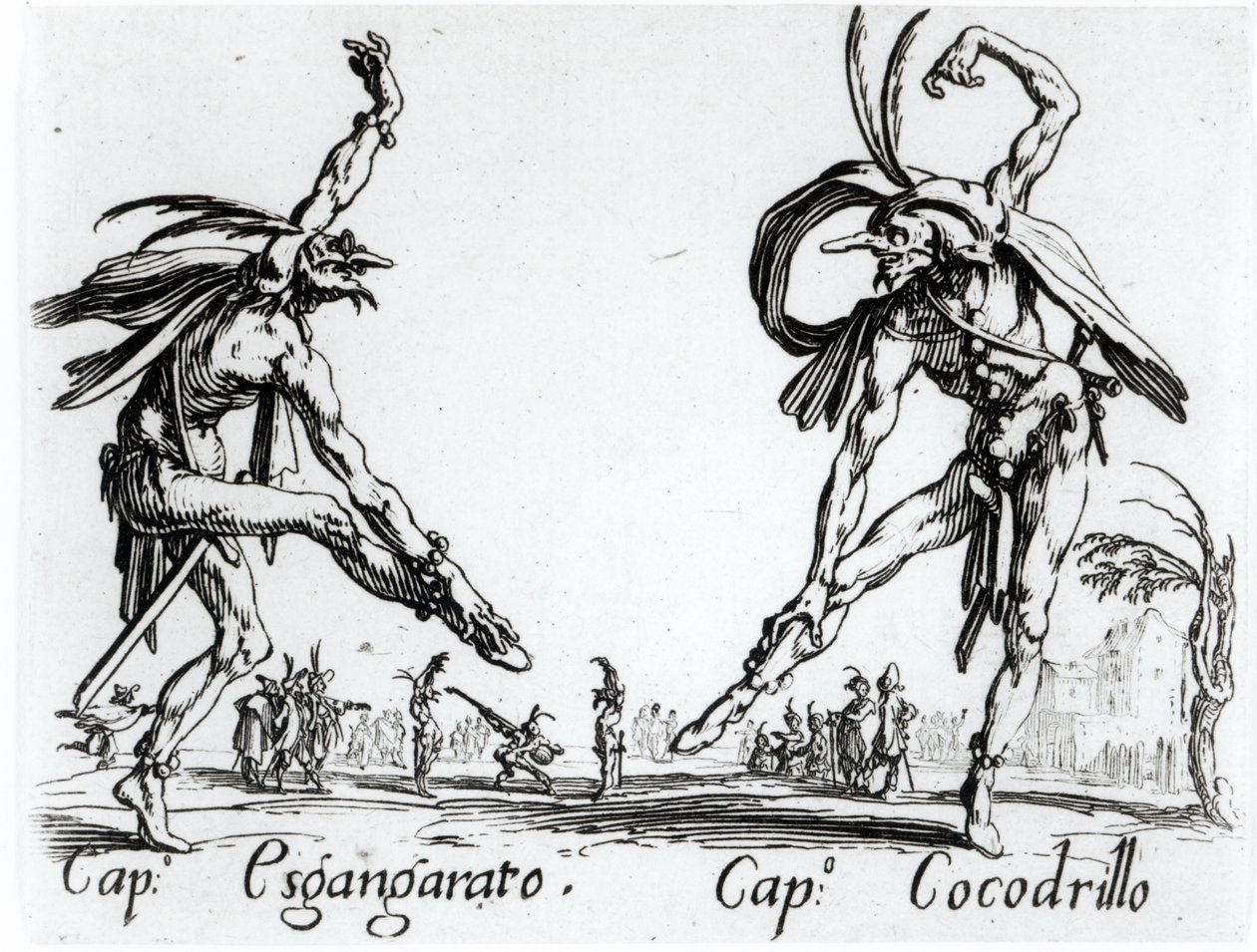 I Balli de Spessanei veya Le Grande Chasse (gravür) (bw fotoğraf) by Jacques Callot