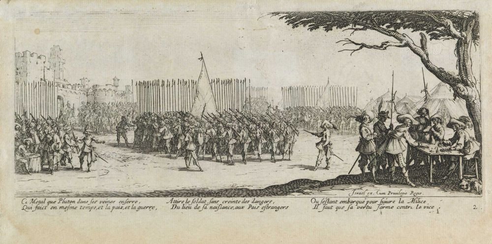 Asker alımı Les miseres et les mal-heures de la guerre, pl. 2 by Jacques Callot