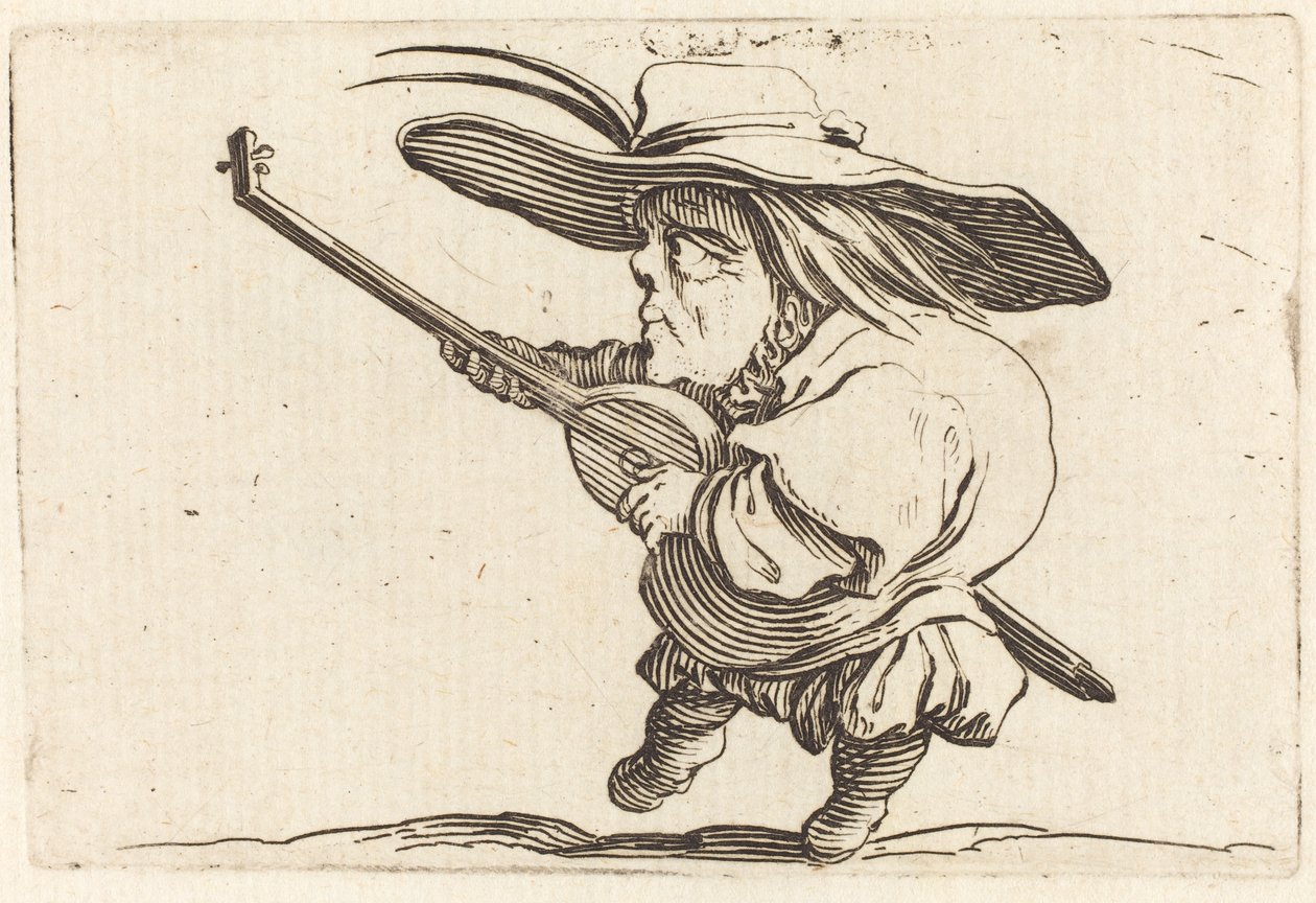 Ud Oyuncusu, c.1622 (gravür ve gravür) by Jacques Callot