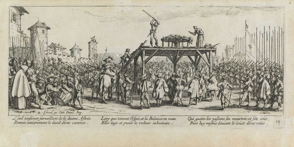 Tekerleğin işkencesi Les miseres et les mal-heures de la guerre, pl. 14 by Jacques Callot