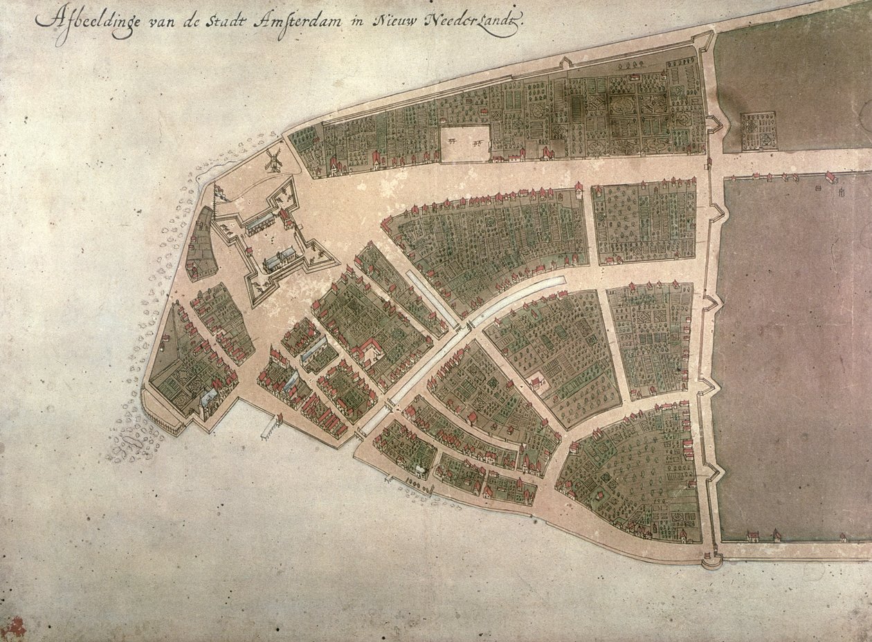 New Amsterdam Görünümü, Costello Planı, 1660 by Jacques Cortelyou