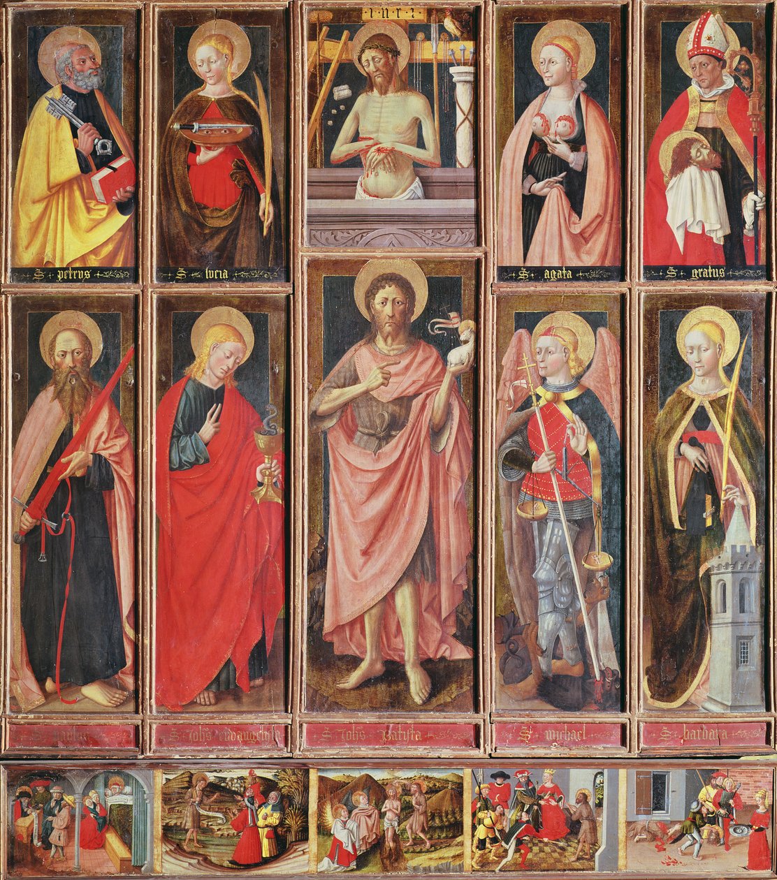 Altarpiece of St John the Baptist (tempera on panel) by Jacques Durandi