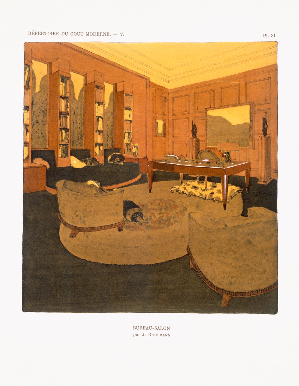 Ofis-oturma odası, 1929 by Jacques Emile Ruhlmann