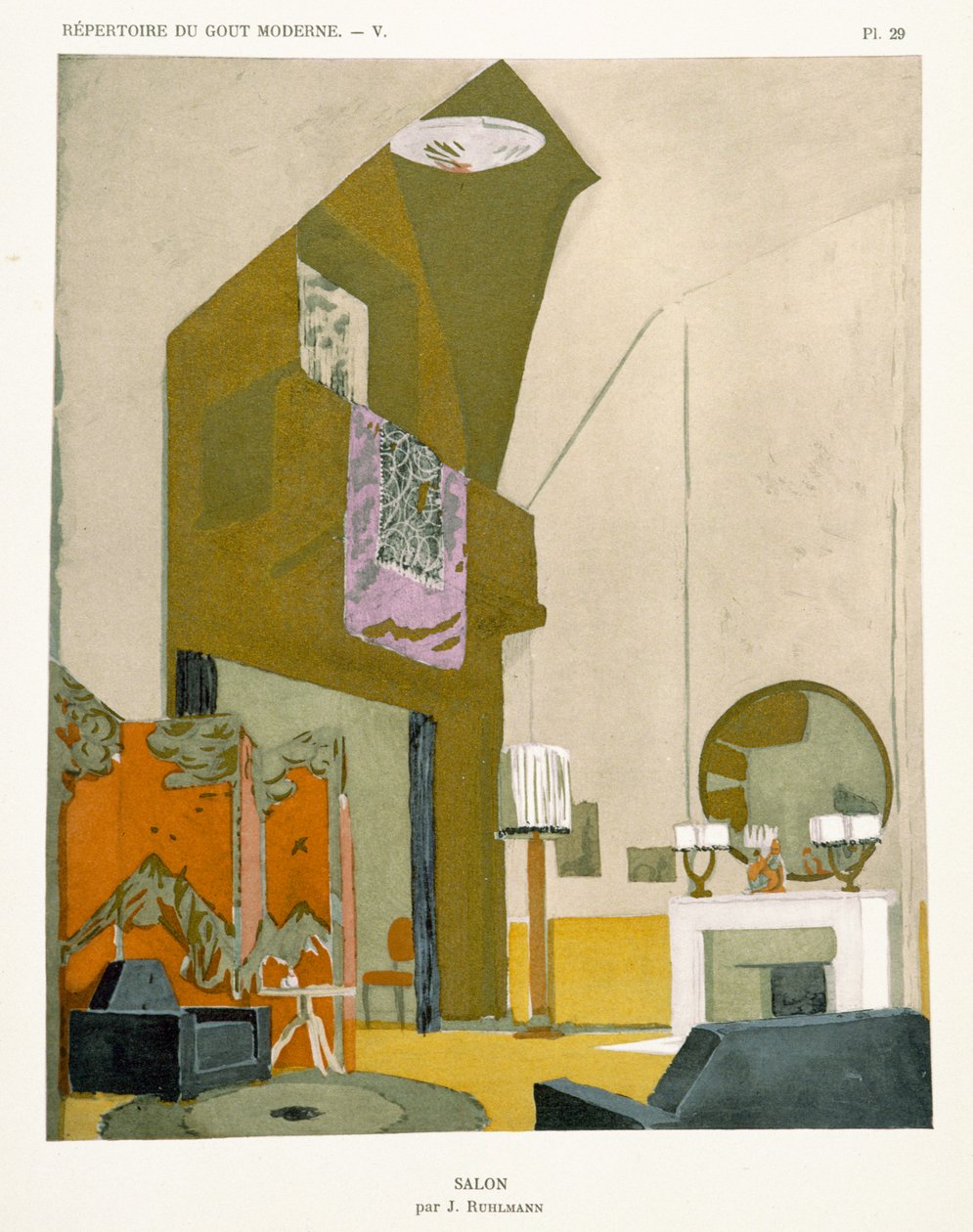 Salon, 'Modern Lezzet Repertuarı'ndan 1929'da yayınlandı by Jacques Emile Ruhlmann