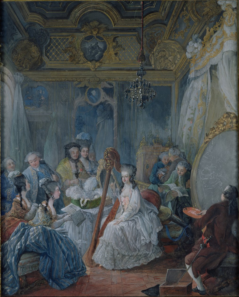 Marie Antoinette (1755-93) in her chamber at Versailles in 1777  by Jacques Fabien Gautier d