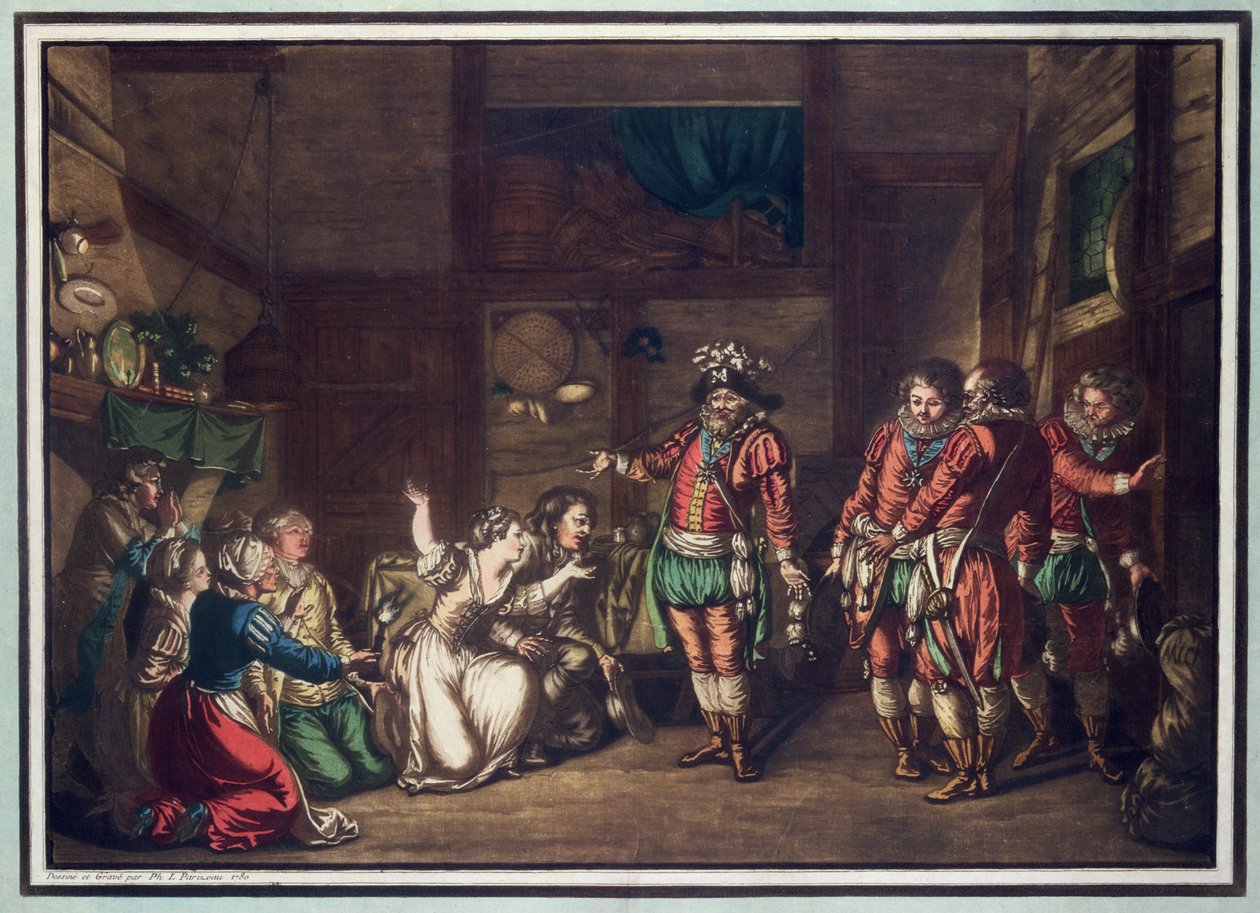 Armand de Gontault'un ölümü, Baron de Biron (1524-92), Jean Baptiste Morret (fl.1790-1820), 1792 (renkli taş) by Jacques Francois Joseph Swebach