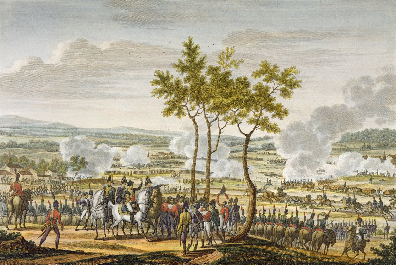 Abensberg Savaşı, 20 Nisan 1809, Edme Bovinet (1767-1832) (aquatint) tarafından oyulmuş by Jacques Francois Joseph Swebach