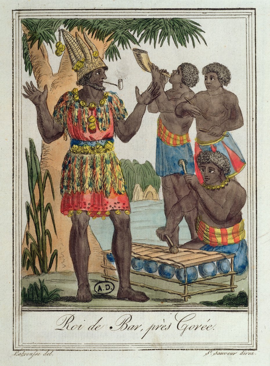 Bar Kralı, Gorée yakınlarında, Senegal, Farklı Ülkelerden Kostümler, 1796 by Jacques Grasset de Saint Sauveur