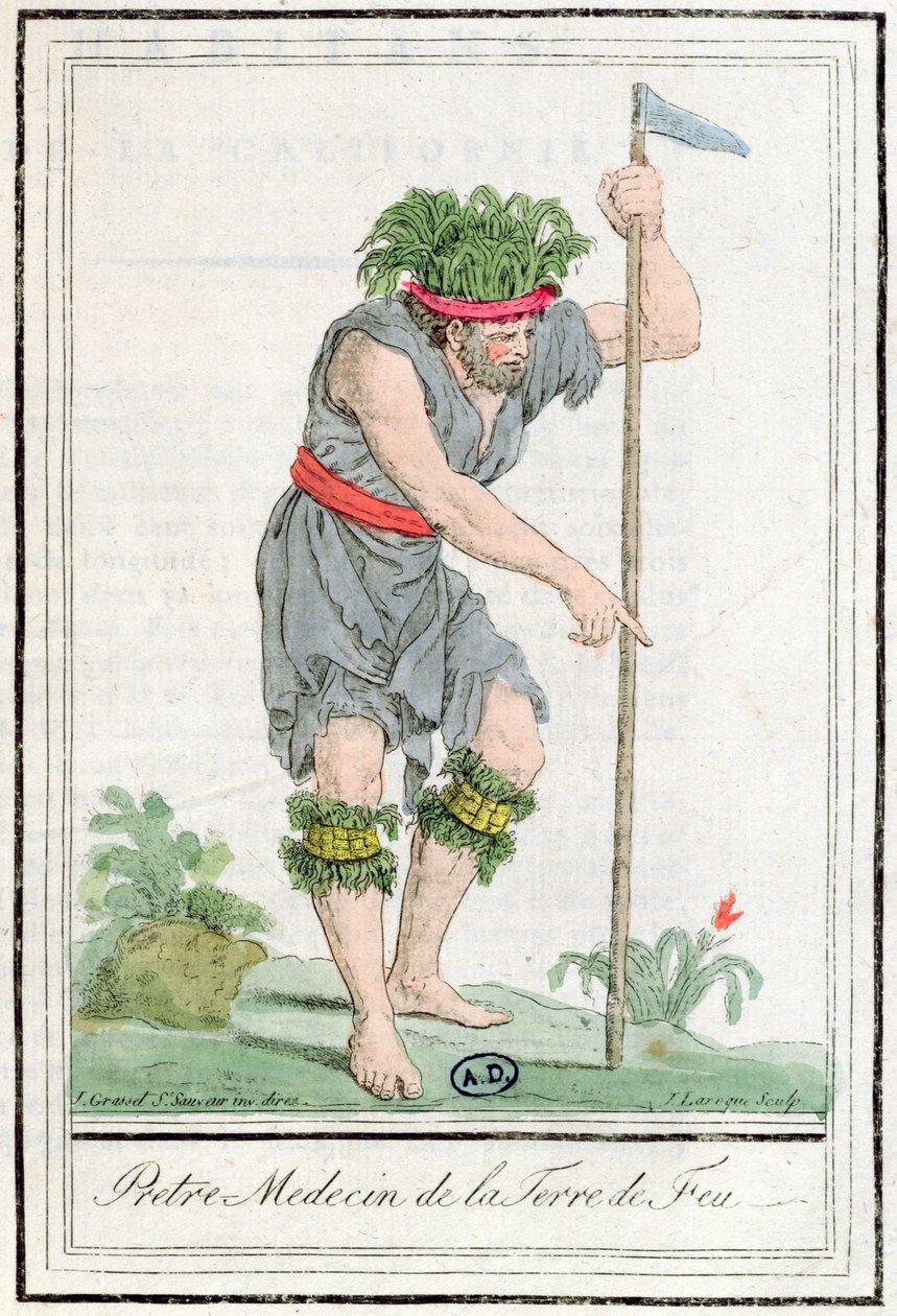 A Priest Doctor from Terra del Fuego, engraved by Lareque, 1796  by Jacques Grasset de Saint Sauveur