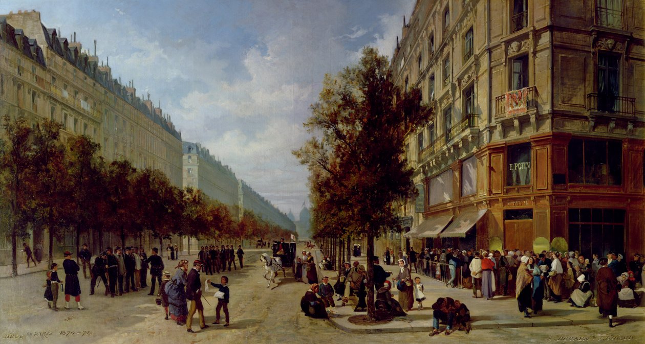 Paris Kuşatması. Bakkalın Kapısında Kuyruğa Girmek, 1870 by Jacques Guiaud