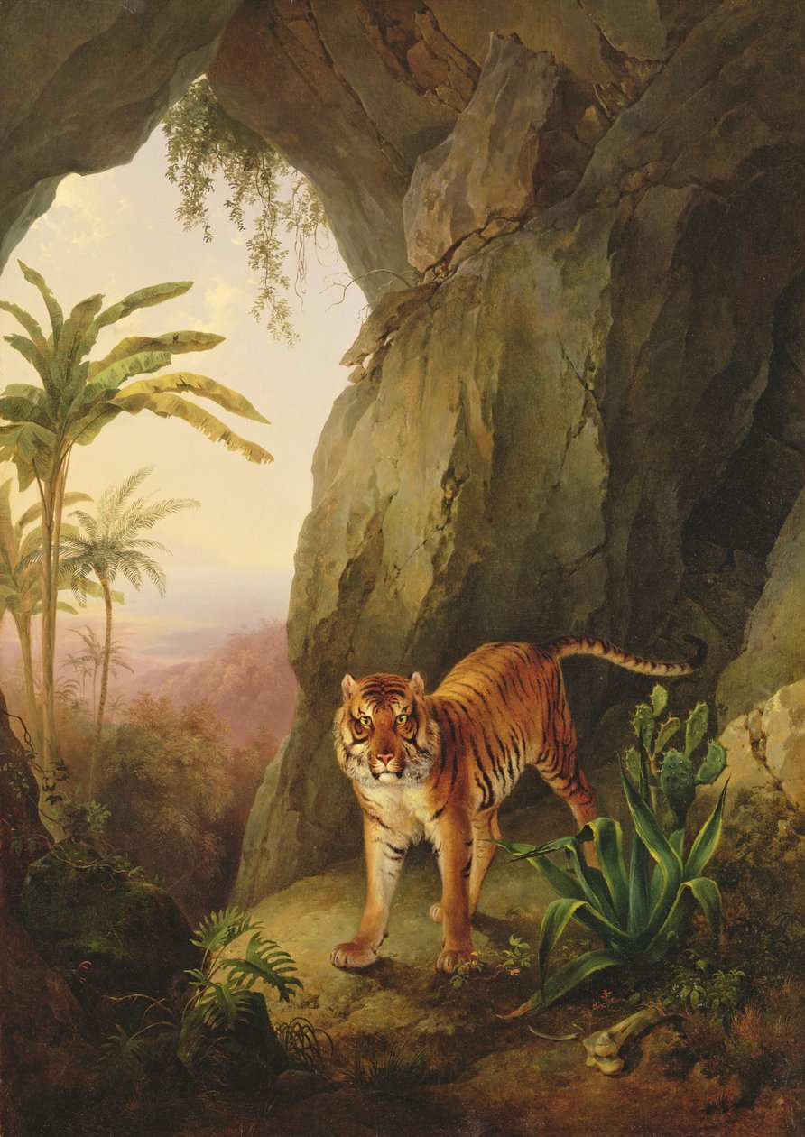 Mağaradaki kaplan, 1814 dolayları by Jacques Laurent Agasse