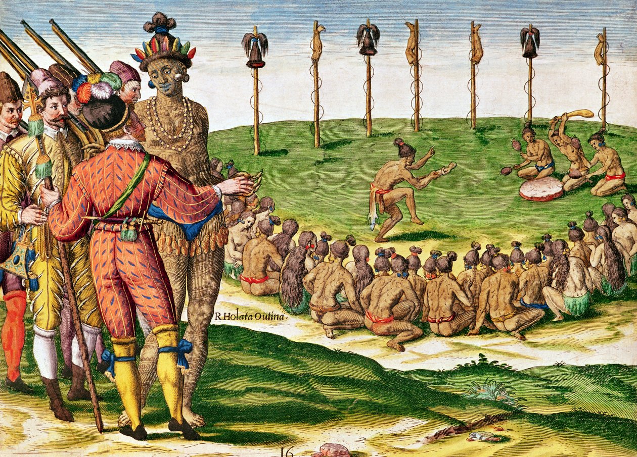 Theodore de Bry (1538-98) tarafından oyulmuş 