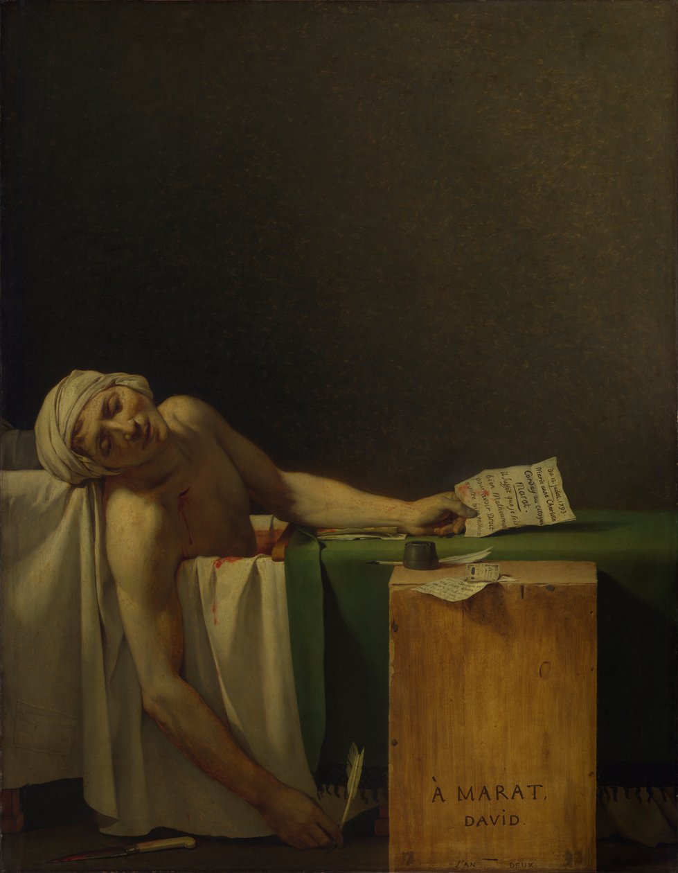 Marat suikaste uğradı by Jacques Louis David