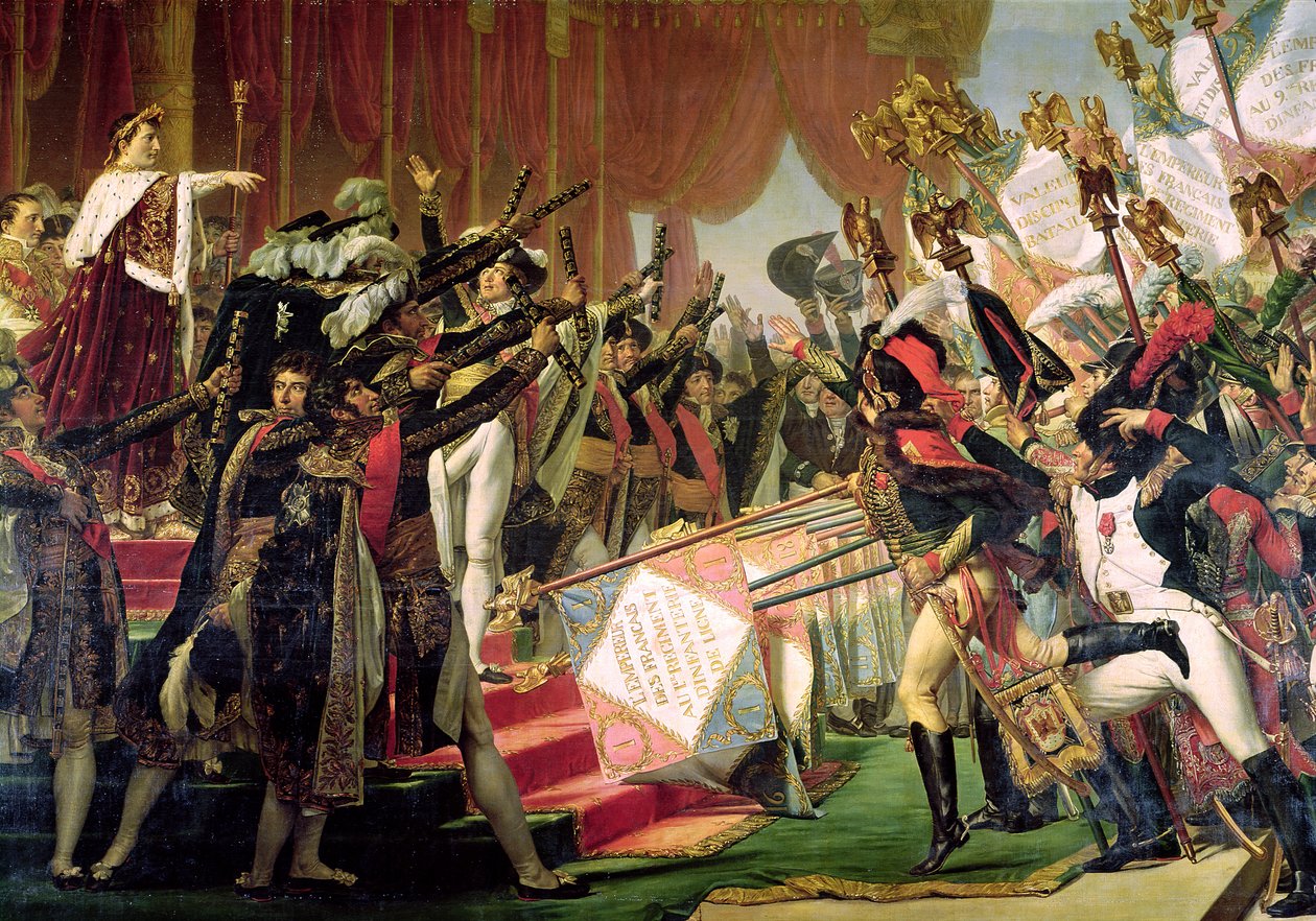 Kartal Standartlarının Dağılımı, 5 Aralık 1804, standart taşıyıcıların detayı, 1808-10 by Jacques Louis David