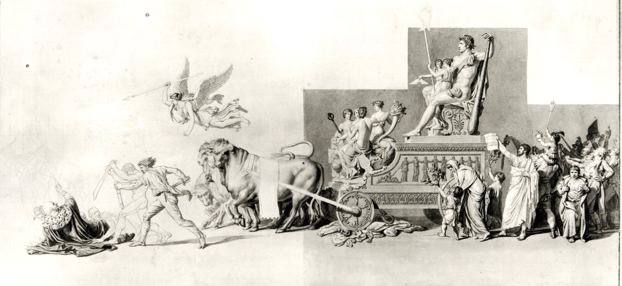 Fransız Halkının Monarşiye Karşı Zaferi, bir opera perdesi projesi, 1794 (kalem ve mürekkep ve kağıt üzerinde yıkama) by Jacques Louis David