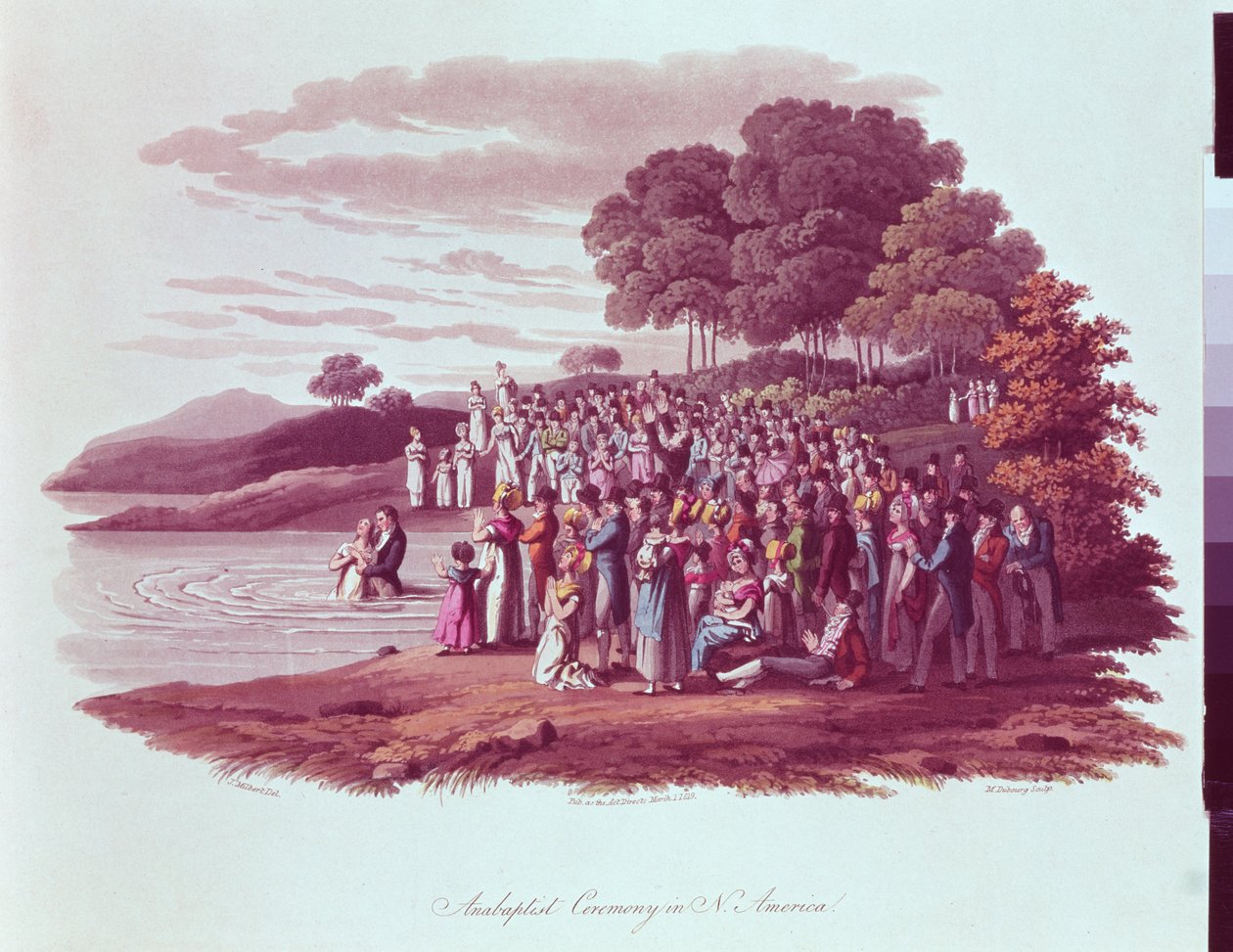 Kuzey Amerika'daki Anabaptist töreni, M. Dubourg tarafından kazınmış, 1819 by Jacques Milbert