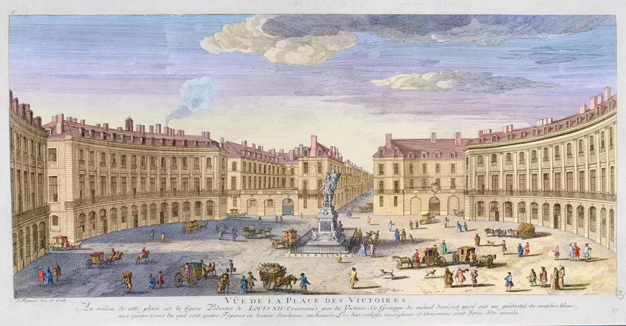 Place des Victoires, Paris (daha sonra renklendirme) by Jacques Rigaud