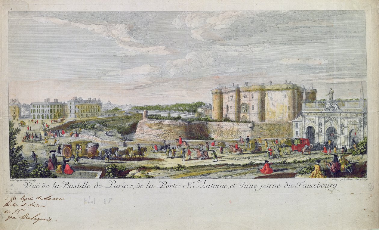 Bastille ve Porte Saint-Antoine manzarası by Jacques Rigaud