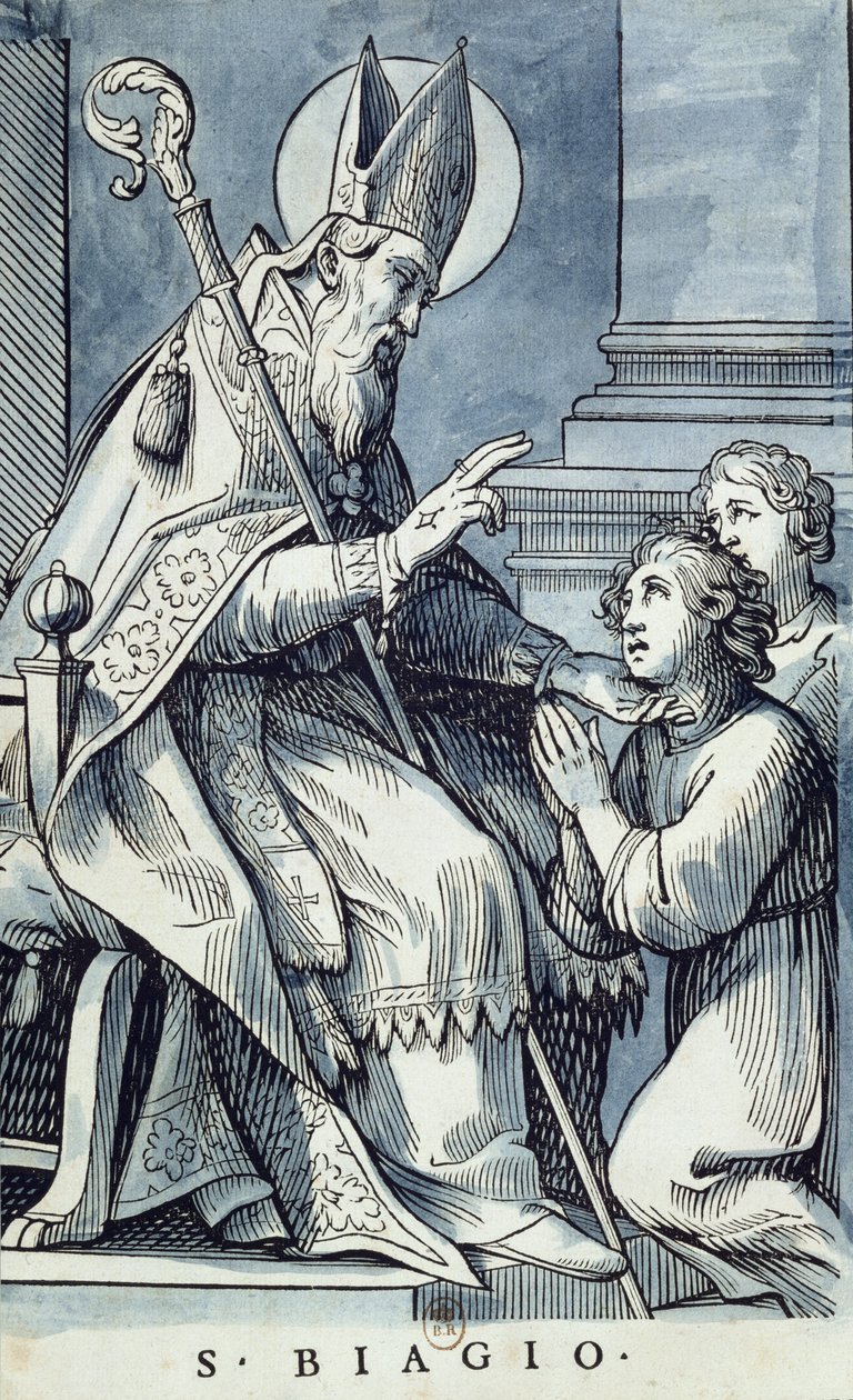 St. Blaise hasta bir çocuğu iyileştiriyor by Jacques Stella