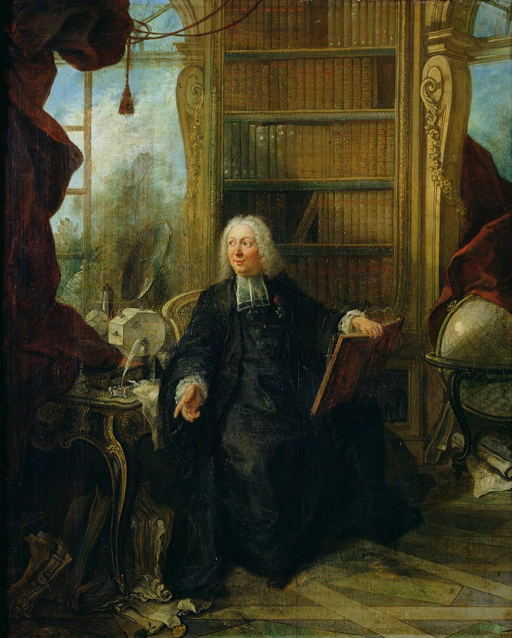 Abbot Nollet (1700-70), Chateau de la Muette optik pavyonundaki çalışma odasında by Jacques de Lajoüe