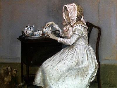Çay Saati (kağıt üzerinde pastel) by Jacques Emile Blanche