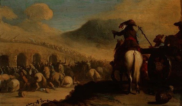 Köprüde Nişanı Gözlemleyen Memurlar by Jacques Courtois