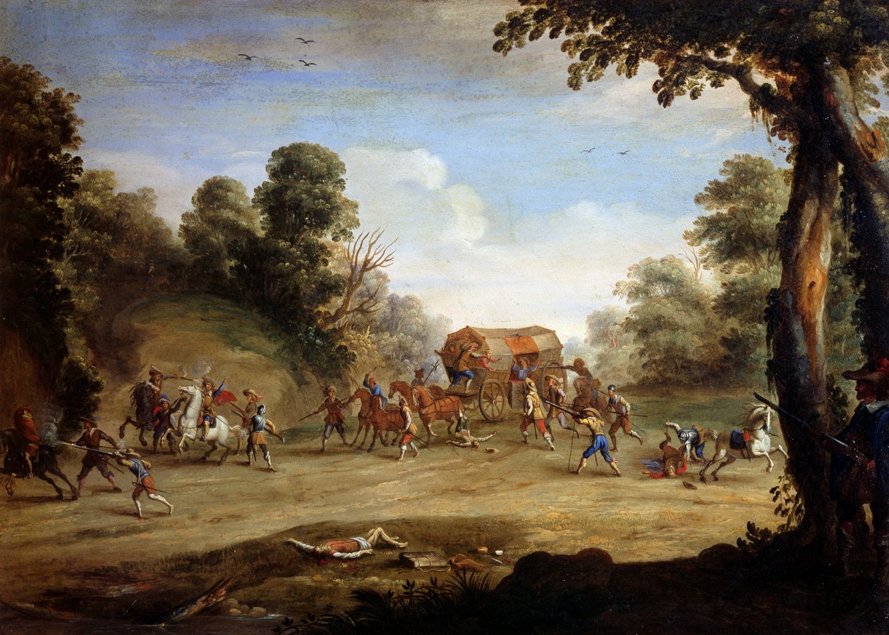 Bir askerin hayatı, bir koçun görevden alınması (bakır üzerine yağ) by Jacques (after) Callot