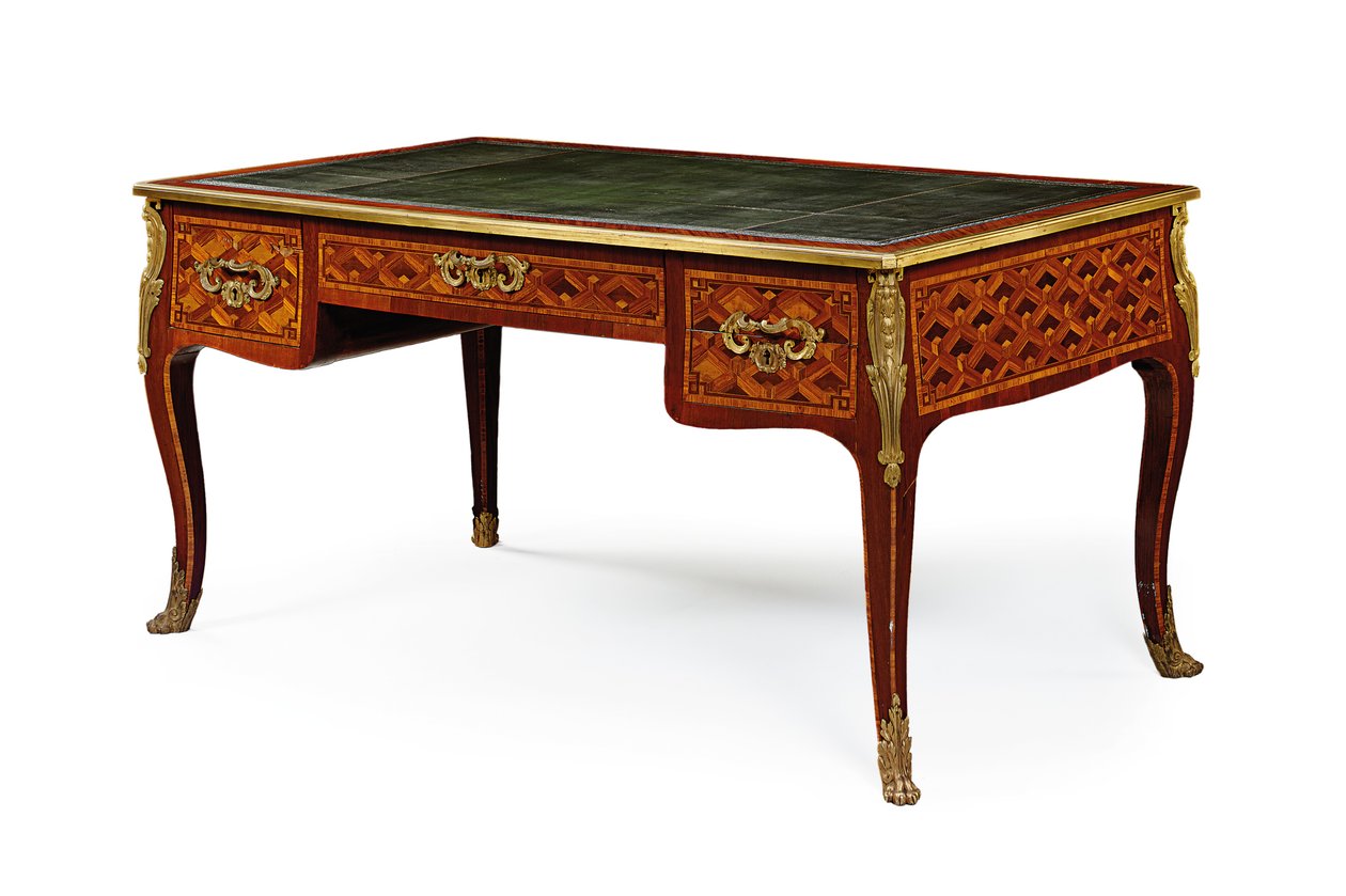 Geç Louis XV büro platformu, 18. yüzyılın üçüncü çeyreği (ormolu monte lale ağacı, amaranth, deri ve parke) by Jacques (attr. to) Birckle