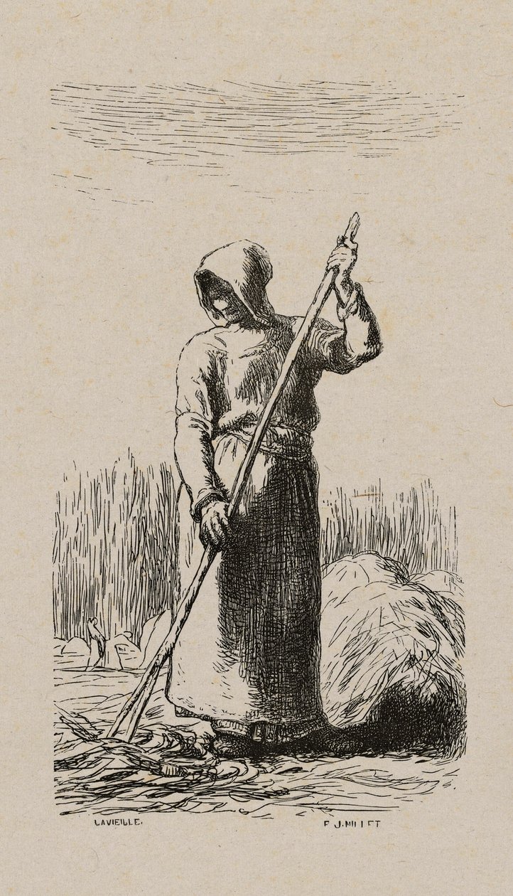 kadin, tırmıklama, saman by Jacques Adrien Lavieille