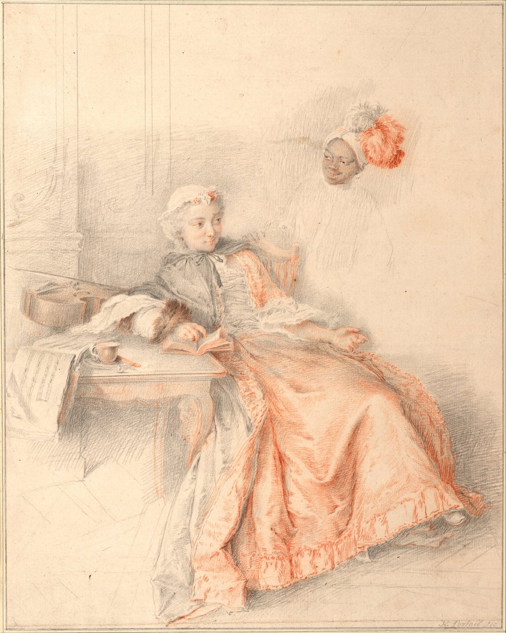 Genç Bayan Okuma ve Bir Sayfa by Jacques André Portail