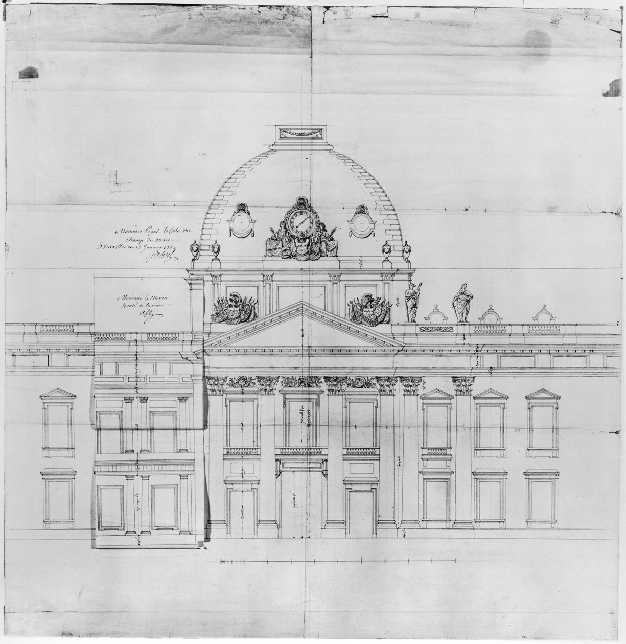 Paris'teki Ecole Militaire için tasarım, 1769 by Jacques Ange Gabriel