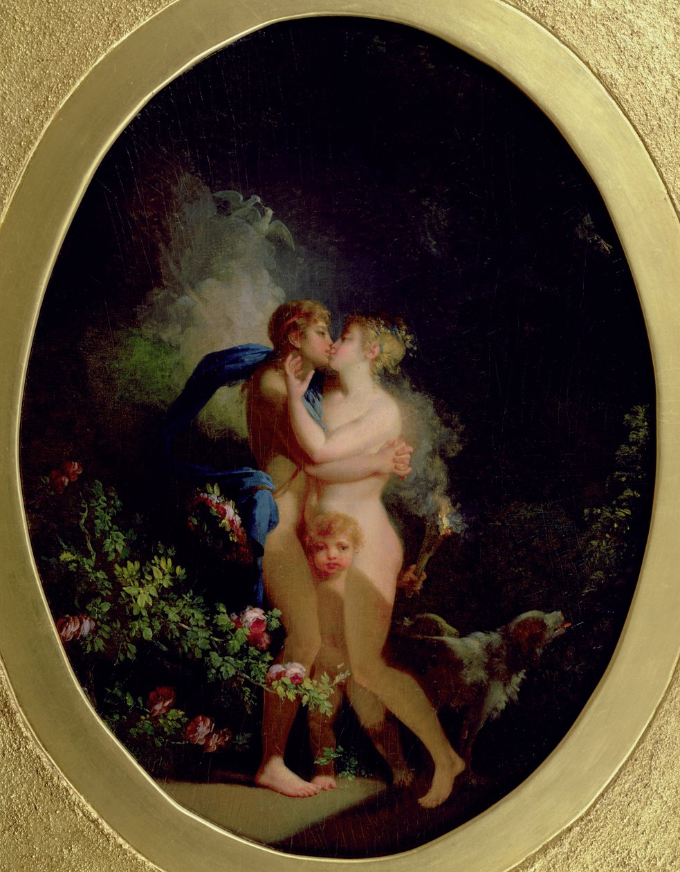 Venüs ve Adonis (petrol) by Jacques Antoine (circle of) Vallin