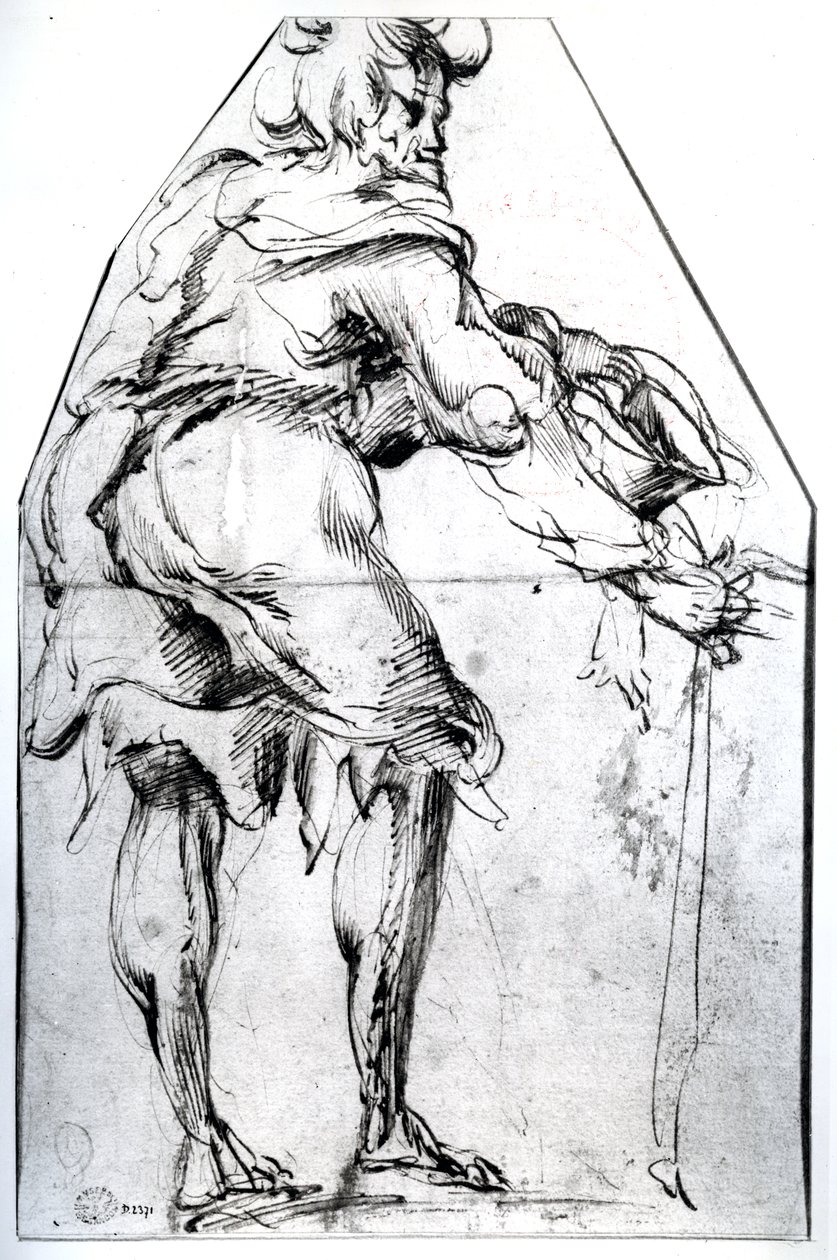 Şapkalı ve Sopalı Dilenci (kağıt üzerine kalem ve mürekkep) by Jacques Bellange