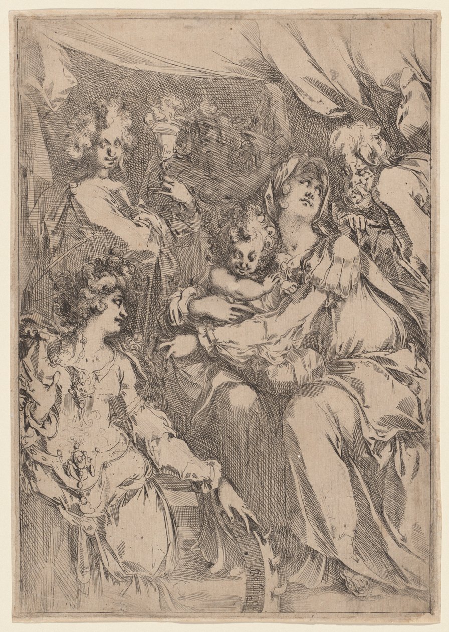Aziz Catherine, Evangelist Aziz John ve bir Melek ile Kutsal Aile by Jacques Bellange