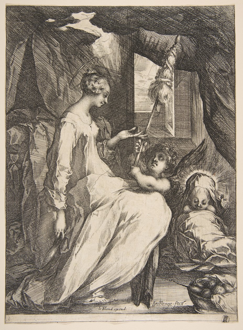Bir Melekle Bakire ve Çocuk, 1612-16. by Jacques Bellange
