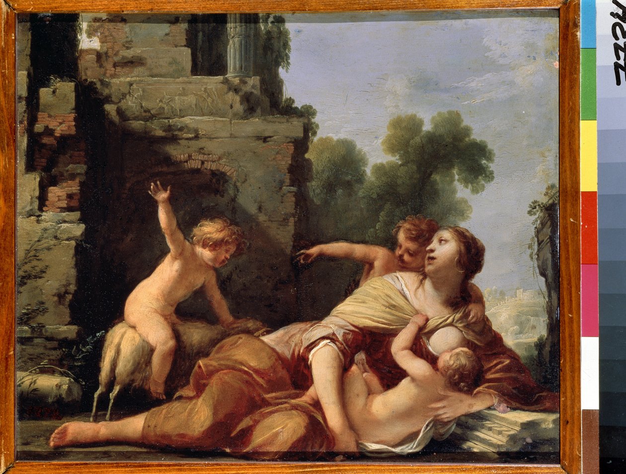""Hayırseverlik Alegorisi"" (Yardım Alegorisi) Çocukları emziren bir anne Jacques Blanchard (1600-1638) 17. yüzyıl Hermitage Müzesi, Saint Petersburg by Jacques Blanchard
