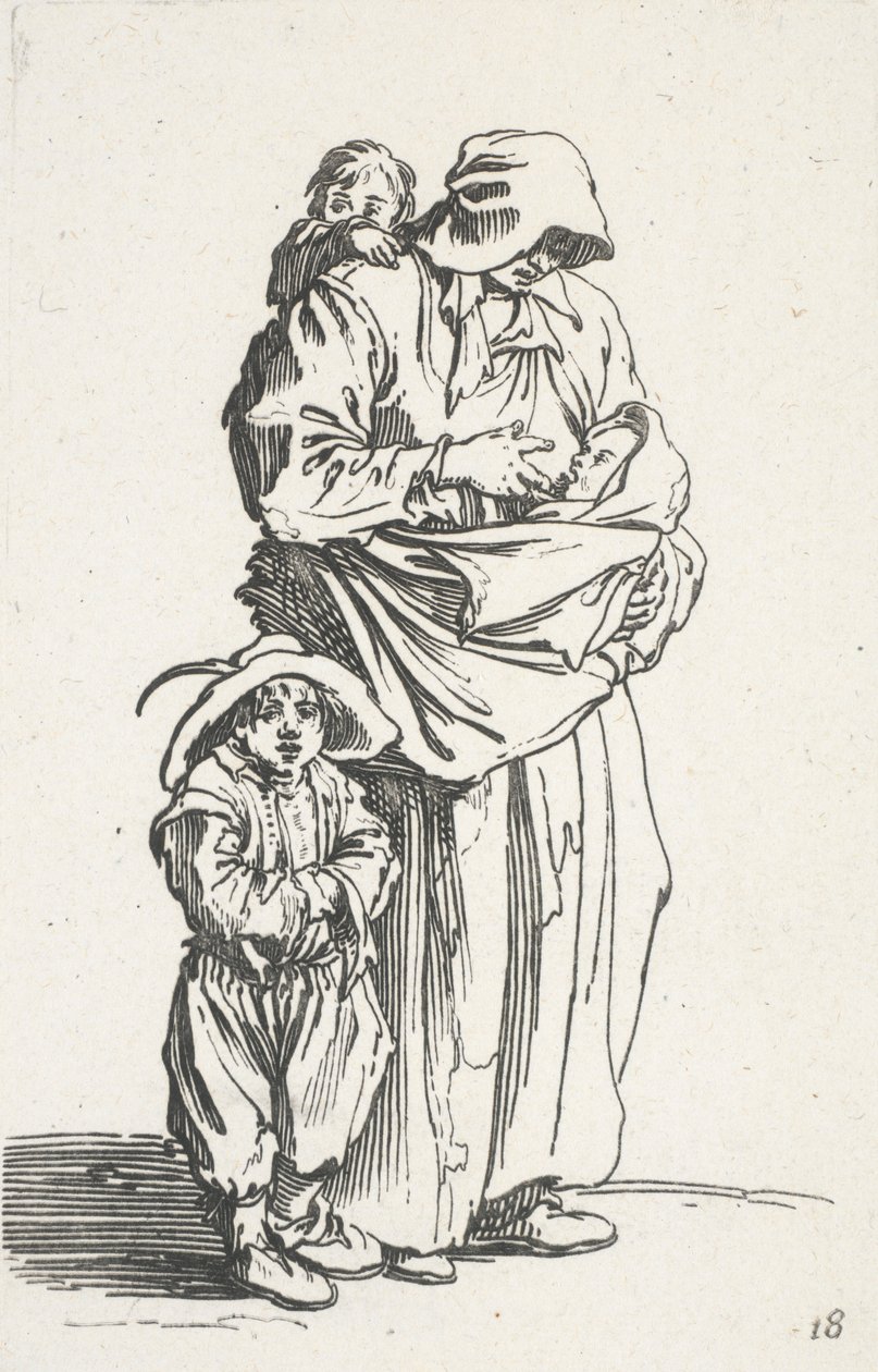 Dilenciler'den bir anne ve üç çocuğu (La mere et ses trois enfants) by Jacques Callot