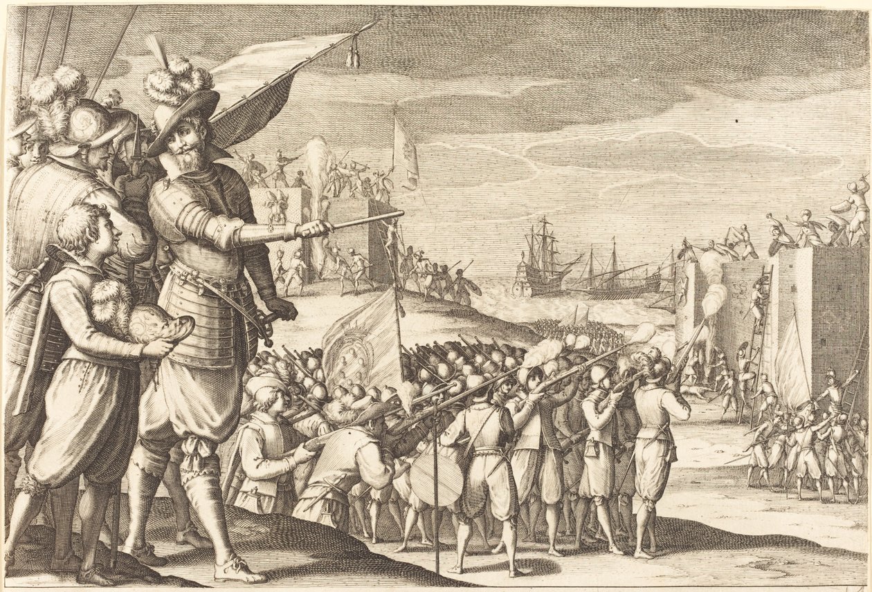 İki Kaleye Saldırı, c. 1614. by Jacques Callot