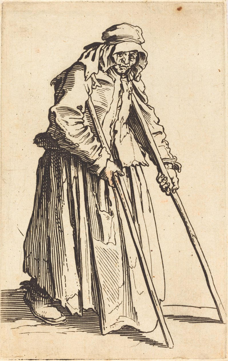 Koltuk değnekli Dilenci Kadın, c. 1622. by Jacques Callot